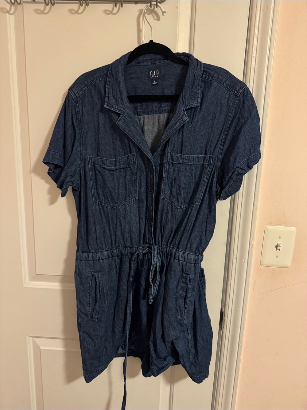 GAP Indigo Denim Short-Sleeve Romper